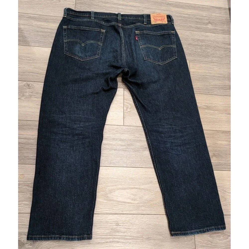 LEVI'S 505 MEN'S BLUE JEANS LOOSE STRAIGHT  STRETCH SIZE 38 X 30 DARK WASH EUC